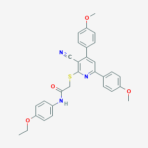 molecular formula C30H27N3O4S B409726 2-{[3-cyano-4,6-bis(4-methoxyphenyl)-2-pyridinyl]sulfanyl}-N-(4-ethoxyphenyl)acetamide 