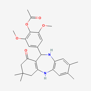 2,6-dimethoxy-4-(3,3,7,8-tetramethyl-1-oxo-2,3,4,5,10,11-hexahydro-1H-dibenzo[b,e][1,4]diazepin-11-yl)phenyl acetate