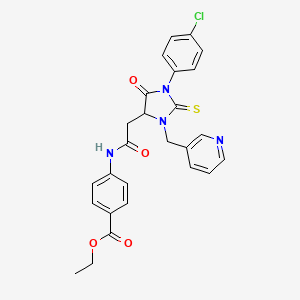 Ethyl 4-({[1-(4-chlorophenyl)-5-oxo-3-(pyridin-3-ylmethyl)-2-thioxoimidazolidin-4-yl]acetyl}amino)benzoate