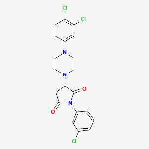 molecular formula C20H18Cl3N3O2 B4097298 1-(3-Chlorophenyl)-3-[4-(3,4-dichlorophenyl)piperazin-1-yl]pyrrolidine-2,5-dione 