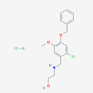 molecular formula C17H21Cl2NO3 B4097378 2-[(2-Chloro-5-methoxy-4-phenylmethoxyphenyl)methylamino]ethanol;hydrochloride 