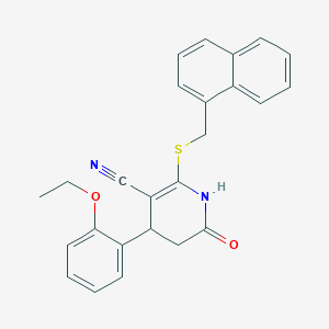 molecular formula C25H22N2O2S B409738 4-(2-Ethoxyphenyl)-2-[(naphthalen-1-ylmethyl)sulfanyl]-6-oxo-1,4,5,6-tetrahydropyridine-3-carbonitrile 