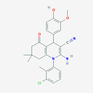 molecular formula C26H26ClN3O3 B4097389 2-amino-1-(3-chloro-2-methylphenyl)-4-(4-hydroxy-3-methoxyphenyl)-7,7-dimethyl-5-oxo-1,4,5,6,7,8-hexahydro-3-quinolinecarbonitrile 