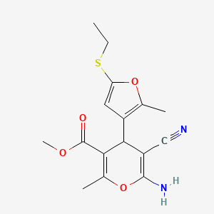 molecular formula C16H18N2O4S B4097409 methyl 6-amino-5-cyano-4-[5-(ethylthio)-2-methyl-3-furyl]-2-methyl-4H-pyran-3-carboxylate 