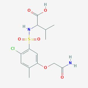 molecular formula C14H19ClN2O6S B4097458 2-[[5-(2-Amino-2-oxoethoxy)-2-chloro-4-methylphenyl]sulfonylamino]-3-methylbutanoic acid 