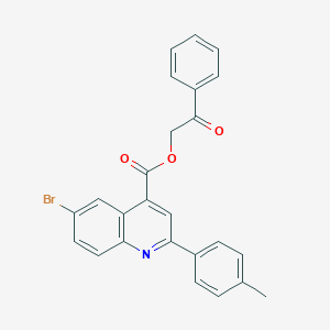 molecular formula C25H18BrNO3 B409749 2-Oxo-2-phenylethyl 6-bromo-2-(4-methylphenyl)-4-quinolinecarboxylate 
