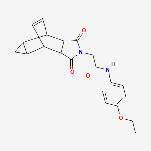 2-(3,5-dioxo-4-azatetracyclo[5.3.2.0~2,6~.0~8,10~]dodec-11-en-4-yl)-N-(4-ethoxyphenyl)acetamide