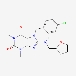 molecular formula C19H22ClN5O3 B4097499 7-(4-chlorobenzyl)-1,3-dimethyl-8-[(tetrahydrofuran-2-ylmethyl)amino]-3,7-dihydro-1H-purine-2,6-dione 