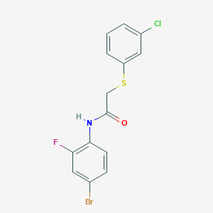 molecular formula C14H10BrClFNOS B4097559 N-(4-bromo-2-fluorophenyl)-2-[(3-chlorophenyl)thio]acetamide 