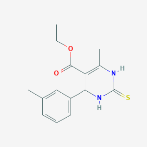 molecular formula C15H18N2O2S B409760 6-甲基-4-(3-甲基苯基)-2-硫代亚甲基-3,4-二氢-1H-嘧啶-5-甲酸乙酯 CAS No. 113697-58-8