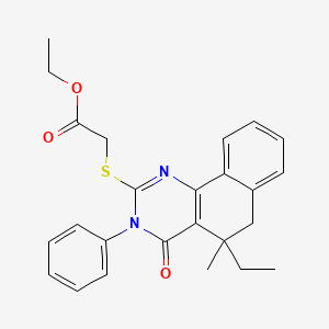 ethyl [(5-ethyl-5-methyl-4-oxo-3-phenyl-3,4,5,6-tetrahydrobenzo[h]quinazolin-2-yl)thio]acetate