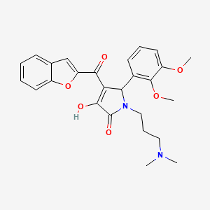 molecular formula C26H28N2O6 B4097712 4-(Benzo[d]furan-2-ylcarbonyl)-5-(2,3-dimethoxyphenyl)-1-[3-(dimethylamino)pro pyl]-3-hydroxy-3-pyrrolin-2-one 