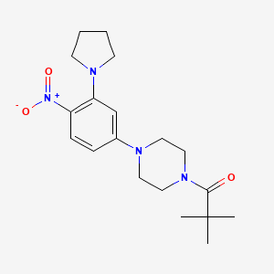 1-(2,2-dimethylpropanoyl)-4-[4-nitro-3-(1-pyrrolidinyl)phenyl]piperazine