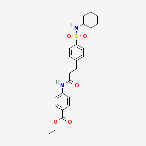 molecular formula C24H30N2O5S B4097773 ethyl 4-[(3-{4-[(cyclohexylamino)sulfonyl]phenyl}propanoyl)amino]benzoate 