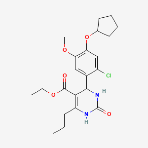 molecular formula C22H29ClN2O5 B4097782 ethyl 4-[2-chloro-4-(cyclopentyloxy)-5-methoxyphenyl]-2-oxo-6-propyl-1,2,3,4-tetrahydro-5-pyrimidinecarboxylate 