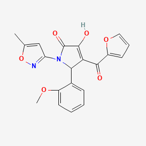 molecular formula C20H16N2O6 B4097784 (4E)-4-[furan-2-yl(hydroxy)methylidene]-5-(2-methoxyphenyl)-1-(5-methyl-1,2-oxazol-3-yl)pyrrolidine-2,3-dione 