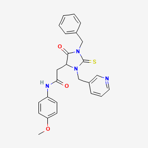 2-[1-benzyl-5-oxo-3-(3-pyridinylmethyl)-2-thioxo-4-imidazolidinyl]-N-(4-methoxyphenyl)acetamide