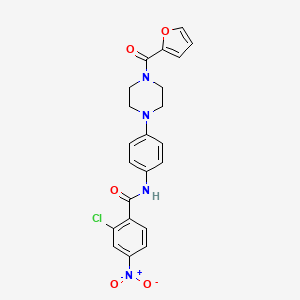 molecular formula C22H19ClN4O5 B4097846 2-chloro-N-{4-[4-(furan-2-ylcarbonyl)piperazin-1-yl]phenyl}-4-nitrobenzamide 