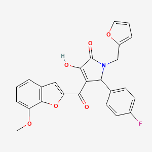 molecular formula C25H18FNO6 B4097872 5-(4-fluorophenyl)-1-[(furan-2-yl)methyl]-3-hydroxy-4-(7-methoxy-1-benzofuran-2-carbonyl)-2,5-dihydro-1H-pyrrol-2-one 