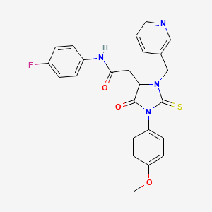 N-(4-fluorophenyl)-2-[1-(4-methoxyphenyl)-5-oxo-3-(pyridin-3-ylmethyl)-2-thioxoimidazolidin-4-yl]acetamide