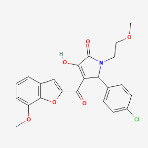 molecular formula C23H20ClNO6 B4097940 5-(4-chlorophenyl)-3-hydroxy-4-(7-methoxy-1-benzofuran-2-carbonyl)-1-(2-methoxyethyl)-2,5-dihydro-1H-pyrrol-2-one 