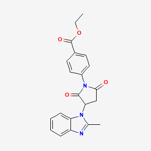 molecular formula C21H19N3O4 B4097945 ethyl 4-[3-(2-methyl-1H-benzimidazol-1-yl)-2,5-dioxopyrrolidin-1-yl]benzoate 