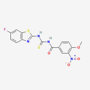 molecular formula C16H11FN4O4S2 B4097964 N-[(6-fluoro-1,3-benzothiazol-2-yl)carbamothioyl]-4-methoxy-3-nitrobenzamide 