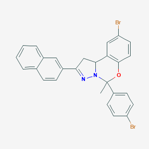 molecular formula C27H20Br2N2O B409798 9-Bromo-5-(4-bromophenyl)-5-methyl-2-naphthalen-2-yl-1,10b-dihydropyrazolo[1,5-c][1,3]benzoxazine 