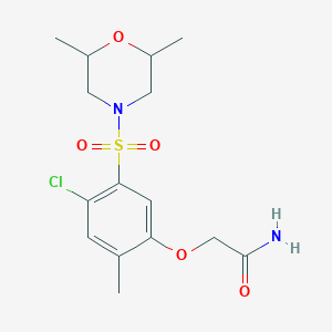 molecular formula C15H21ClN2O5S B4097980 2-{4-chloro-5-[(2,6-dimethyl-4-morpholinyl)sulfonyl]-2-methylphenoxy}acetamide 