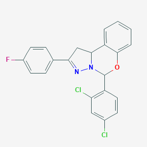 molecular formula C22H15Cl2FN2O B409800 5-(2,4-Dichlorophenyl)-2-(4-fluorophenyl)-1,10b-dihydropyrazolo[1,5-c][1,3]benzoxazine 