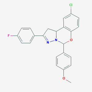 molecular formula C23H18ClFN2O2 B409802 4-[9-Chloro-2-(4-fluorophenyl)-1,10b-dihydropyrazolo[1,5-c][1,3]benzoxazin-5-yl]phenyl methyl ether 