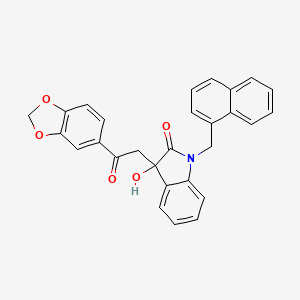 molecular formula C28H21NO5 B4098020 3-[2-(1,3-benzodioxol-5-yl)-2-oxoethyl]-3-hydroxy-1-(1-naphthylmethyl)-1,3-dihydro-2H-indol-2-one 