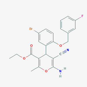 ethyl 6-amino-4-{5-bromo-2-[(3-fluorobenzyl)oxy]phenyl}-5-cyano-2-methyl-4H-pyran-3-carboxylate