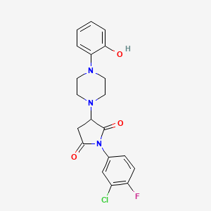 molecular formula C20H19ClFN3O3 B4098069 1-(3-chloro-4-fluorophenyl)-3-[4-(2-hydroxyphenyl)-1-piperazinyl]-2,5-pyrrolidinedione 