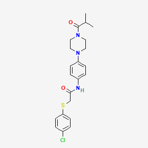 2-[(4-chlorophenyl)sulfanyl]-N-{4-[4-(2-methylpropanoyl)piperazin-1-yl]phenyl}acetamide