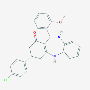 molecular formula C26H23ClN2O2 B409809 3-(4-chlorophenyl)-11-(2-methoxyphenyl)-2,3,4,5,10,11-hexahydro-1H-dibenzo[b,e][1,4]diazepin-1-one 