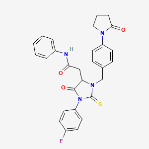 molecular formula C28H25FN4O3S B4098107 2-{1-(4-fluorophenyl)-5-oxo-3-[4-(2-oxopyrrolidin-1-yl)benzyl]-2-thioxoimidazolidin-4-yl}-N-phenylacetamide 