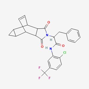 molecular formula C27H22ClF3N2O3 B4098110 N-[2-chloro-5-(trifluoromethyl)phenyl]-2-(1,3-dioxooctahydro-4,6-ethenocyclopropa[f]isoindol-2(1H)-yl)-3-phenylpropanamide 