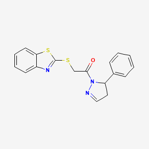 molecular formula C18H15N3OS2 B4098128 2-(1,3-benzothiazol-2-ylsulfanyl)-1-(5-phenyl-4,5-dihydro-1H-pyrazol-1-yl)ethanone 