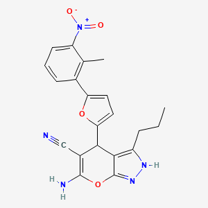 molecular formula C21H19N5O4 B4098151 6-Amino-4-[5-(2-methyl-3-nitrophenyl)furan-2-yl]-3-propyl-2,4-dihydropyrano[2,3-c]pyrazole-5-carbonitrile 