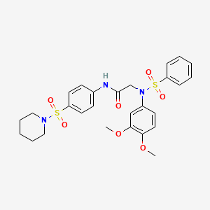 molecular formula C27H31N3O7S2 B4098157 N~2~-(3,4-dimethoxyphenyl)-N~2~-(phenylsulfonyl)-N~1~-[4-(1-piperidinylsulfonyl)phenyl]glycinamide 