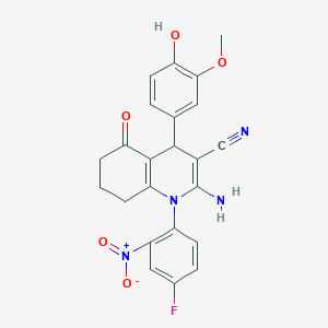 molecular formula C23H19FN4O5 B4098227 2-amino-1-(4-fluoro-2-nitrophenyl)-4-(4-hydroxy-3-methoxyphenyl)-5-oxo-1,4,5,6,7,8-hexahydro-3-quinolinecarbonitrile 