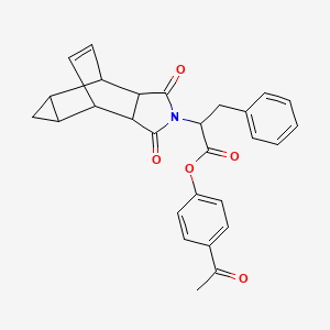 molecular formula C28H25NO5 B4098234 4-acetylphenyl 2-(3,5-dioxo-4-azatetracyclo[5.3.2.0~2,6~.0~8,10~]dodec-11-en-4-yl)-3-phenylpropanoate 