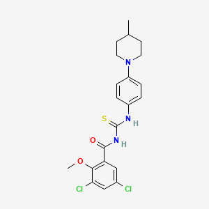 3,5-dichloro-2-methoxy-N-{[4-(4-methylpiperidin-1-yl)phenyl]carbamothioyl}benzamide