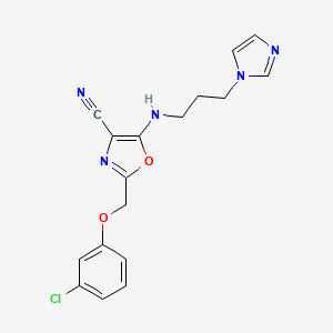 2-[(3-chlorophenoxy)methyl]-5-{[3-(1H-imidazol-1-yl)propyl]amino}-1,3-oxazole-4-carbonitrile