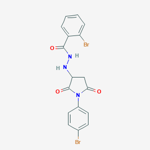 molecular formula C17H13Br2N3O3 B409833 2-bromo-N'-[1-(4-bromophenyl)-2,5-dioxo-3-pyrrolidinyl]benzohydrazide 