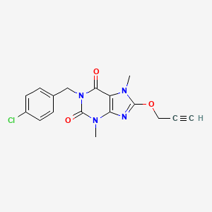 molecular formula C17H15ClN4O3 B4098334 1-[(4-CHLOROPHENYL)METHYL]-3,7-DIMETHYL-8-(PROP-2-YN-1-YLOXY)-2,3,6,7-TETRAHYDRO-1H-PURINE-2,6-DIONE 