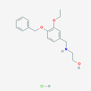 molecular formula C18H24ClNO3 B4098349 2-[(3-Ethoxy-4-phenylmethoxyphenyl)methylamino]ethanol;hydrochloride 