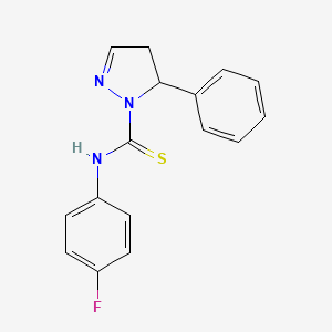 molecular formula C16H14FN3S B4098369 N-(4-fluorophenyl)-5-phenyl-4,5-dihydro-1H-pyrazole-1-carbothioamide 