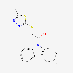 molecular formula C18H19N3OS2 B4098392 1-(3-methyl-1,2,3,4-tetrahydro-9H-carbazol-9-yl)-2-[(5-methyl-1,3,4-thiadiazol-2-yl)sulfanyl]ethanone 